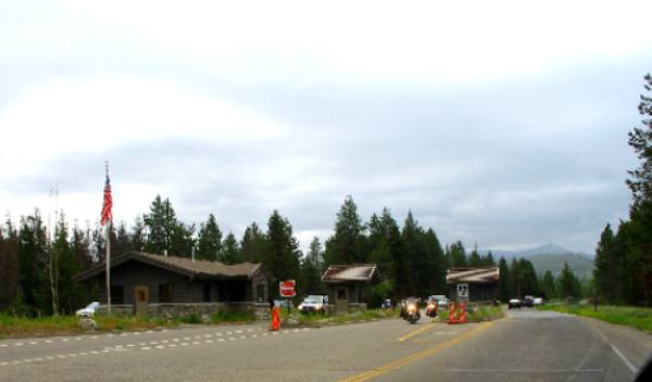 Entrance gates to Grand Teton National Park at Moran Junction