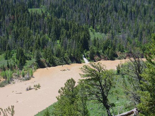 Gros Ventre River from bluff upstream of Slide Lake in late June 2011