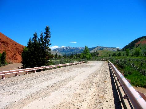 Gros Ventre River Bridge in the Red Hills area of the Gros Ventre Mountains east of Kelly, Wyoming