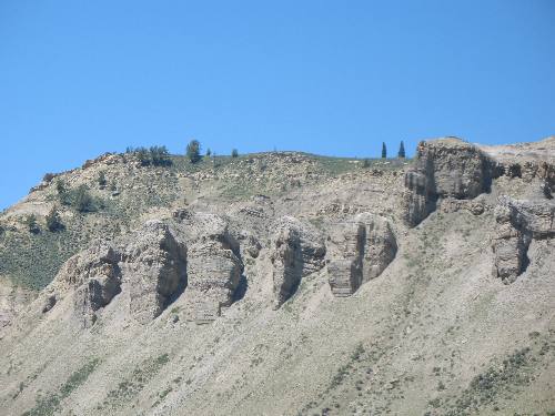 Closeup of limestone cliffs exposed by the Gros Ventre River east of Kelly, Wyoming