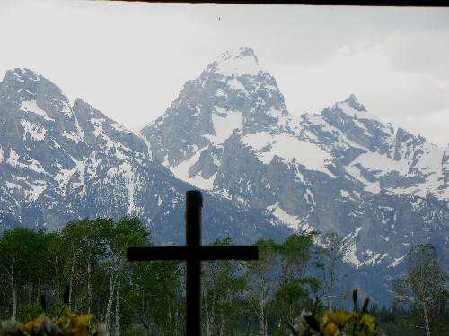 Grand Teton Peak from the Episcopal Chapel of the Transfiguration at Moose Junction in Grand Teton National Park