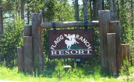 Flag Ranch Resort sign located between Yellowstone National Park and Grand Teton National Park
