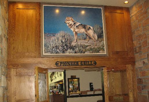 The Pioneer Grill is a busy dining facility accessable from the upper lobby in Jackson Lake Lodge