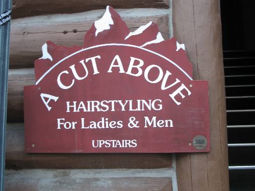 Cute sign for hairstyling business in Jackson, Wyoming