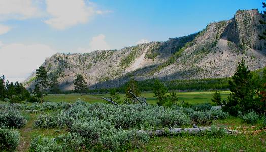 Limestone cliff overlooking the Madison Valley in Yellowstone National Park 