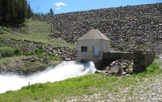 Outflow from Grassy Lake at Grassy Lake Dam west of Flagg Ranch on Grassy Lake Road