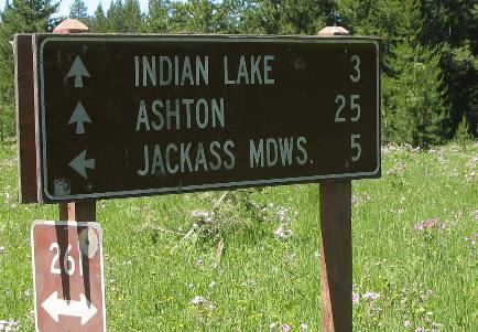 Sign on Grassy Lake Road east of Falgg Ranch between Yellowstone and Grand Teton National Parks