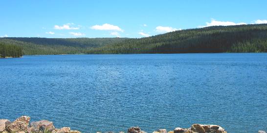 Grassy Lake as viewed from the top of Grassy Lake Dam on Grassy Lake Road 