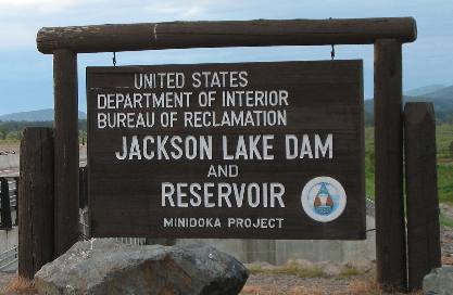 Jackson Lake Dam creating Jackson Lake in Grand Teton National Park