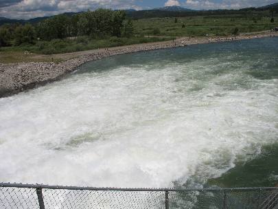 Snake River flowing from Jackson Lake Dam in Grand Teton National Park 