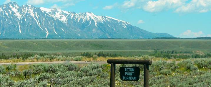 View of the Teton Range across Jackson Hole in Grand Teton National Park