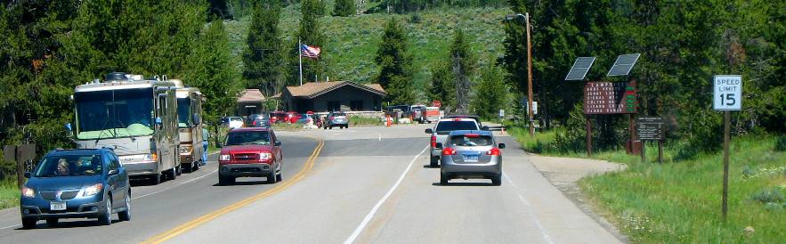 Grand Teton National Park entrance gate at Moran Junction
