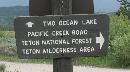 Scenic Drive on Pacific Creek and the road to Two Ocean Lake in Grand Teton National Park near the Moran Junction entrance