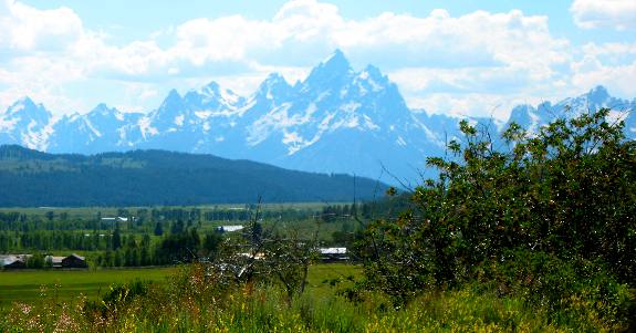 Grand Teton Mountain from the town of Kelly on Gros Ventre Road