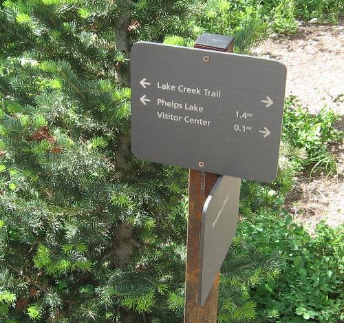 Sign on the hiking trail at Rockefeller Preserve in Grand Teton National Park 