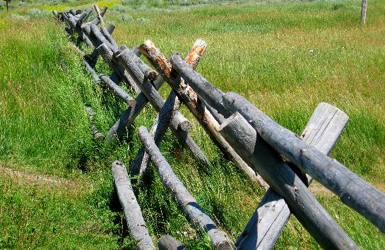 Fence along the parking area at Kelly Hot Springs on Gros Ventre Road 