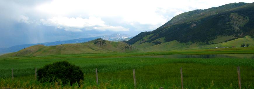 View looking east across the National Elk Refuge from just north of Jackson, Wyoming