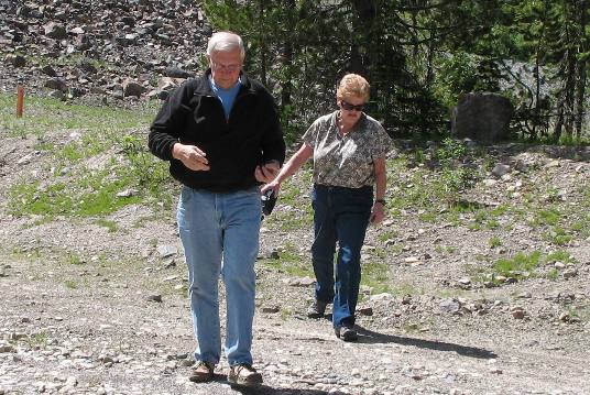 Mike Hendrix & Suzie Kisner looking for obsidian around Grassy Lake in John D. Rockefeller Jr. Memorial Parkway