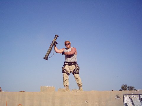Big Daddy Charles Meier playing with an AT-4 Anti Tank weapon in the Sand Box back in 2004