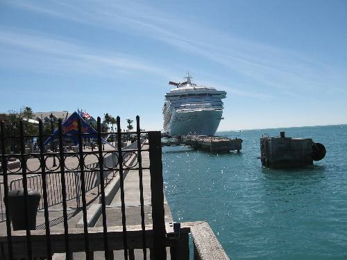 Large Cruise ship in port south of Mallory Square