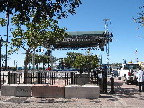 Professional Boxing stage set up on Mallory Square for nationally telivised event tonight