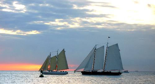 Adirondack III and America 2 on sunset cruise off Key West winter of 2012