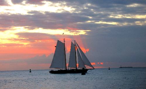 America 2 enjoying a sunset cruise off Key West in February of 2012