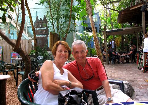 Friends Brenda and Richard Roselli with us at Blue Heaven in Key West, Florida