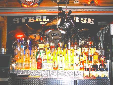 One of the bar stocks featuring a special Harley Davidson "Steel Horse" at the Steel Horse Saloon