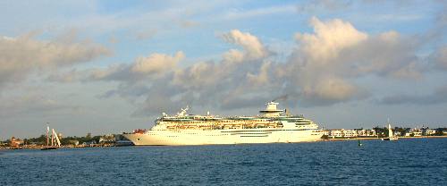 View of Cruise Ship docked in Key West from Sunset Key