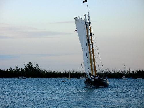 America 2 sailing schooner off Christmas Tree Island Key West