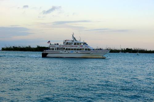 Yankee Freedom returning from the Dry Tortugas with Christmas Tree Island in the background