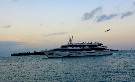 The Key West Express passing Christmas Tree Island off Key West