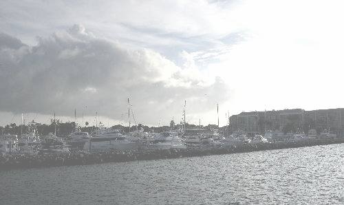 The historic old seaport located in Key West Bight as seen from the Gulf of Mexico