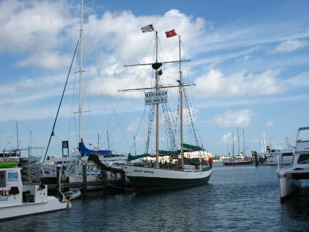 The Jolly Rover docked in the old historic seaport at Key West Bight