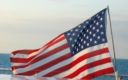 Joyce can not resist taking a picture of a US Flag. This one is flying on the Party Cat Sunset Cruise out of Key West, Florida