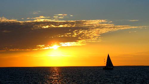Sails in the sunset off Key West in January of 2012
