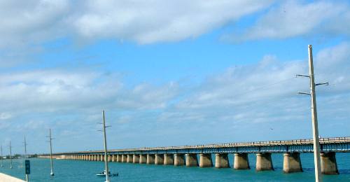The old Seven Mile Bridge as seen from the New Seven Mile Bridge