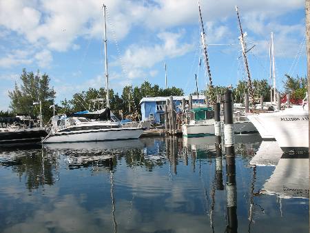 Marina located next to our al fresco dining table at Hogfish Grill in Key West