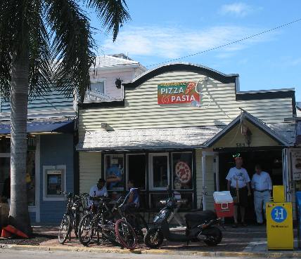 Paradise  Pizza is located on Green Street next to the Steel Horse Saloon
