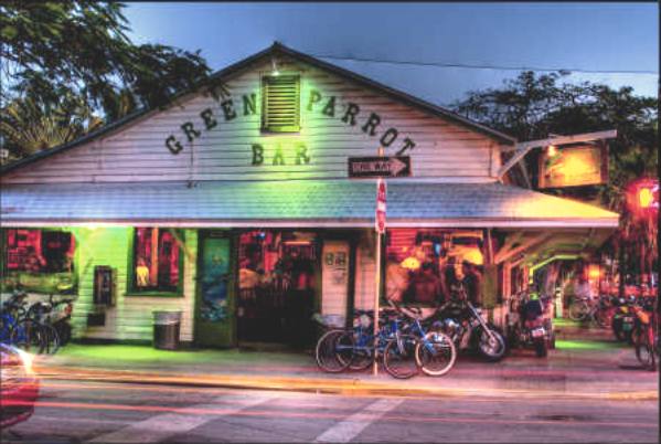 The Green Parrot bar is located on Whitehead Street in Old Town Key West 