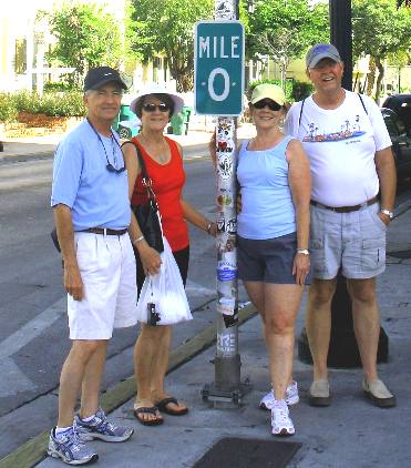 Friends Brenda & Richard Roselli with Mike & Joyce Hendrix at the MILE 0 marker for US-1 on Whitehead Street in Key West