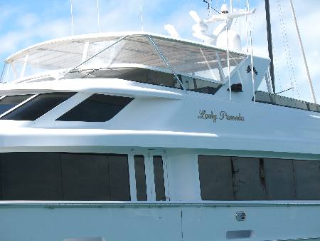 Luxury yacht staying at Key West Bight Marina while visiting Key West 