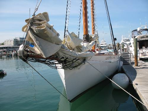 The sailing vessel Adirondak docked at Key West Bight Marina