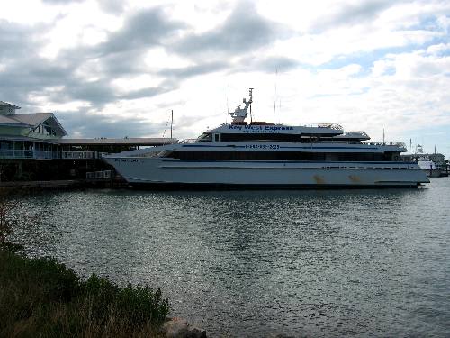 Key West Express catamaran docked in the terminal at Key West Bight Marina