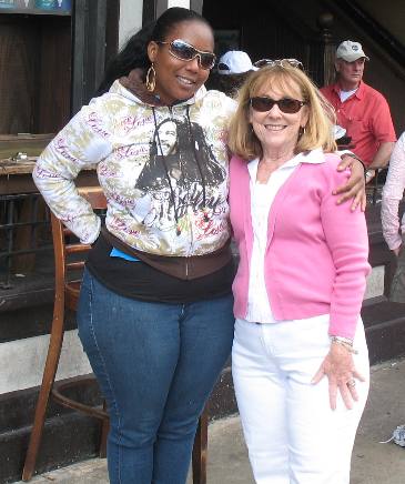 Jasmine and Joyce outside the Bull & Whistle Bar in Key West