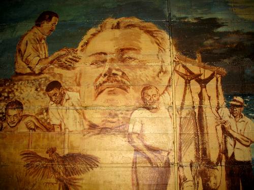Hemingway on the west wall of the Bull in Key West, Florida