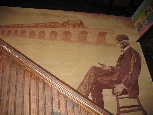 Henry Flagler and the Overseas Railway is dipected on the North Wall of the Bull in