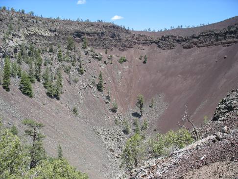 Looking down into the caldera or cinder cone at Bandera Volcano