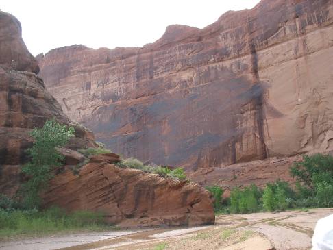 Desert varnish on sandstone cliffs